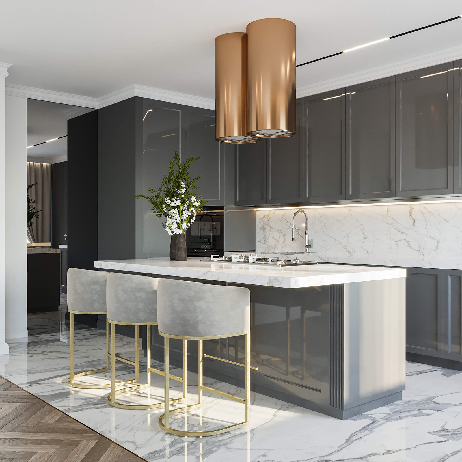 Романтичная кухня-гостиная