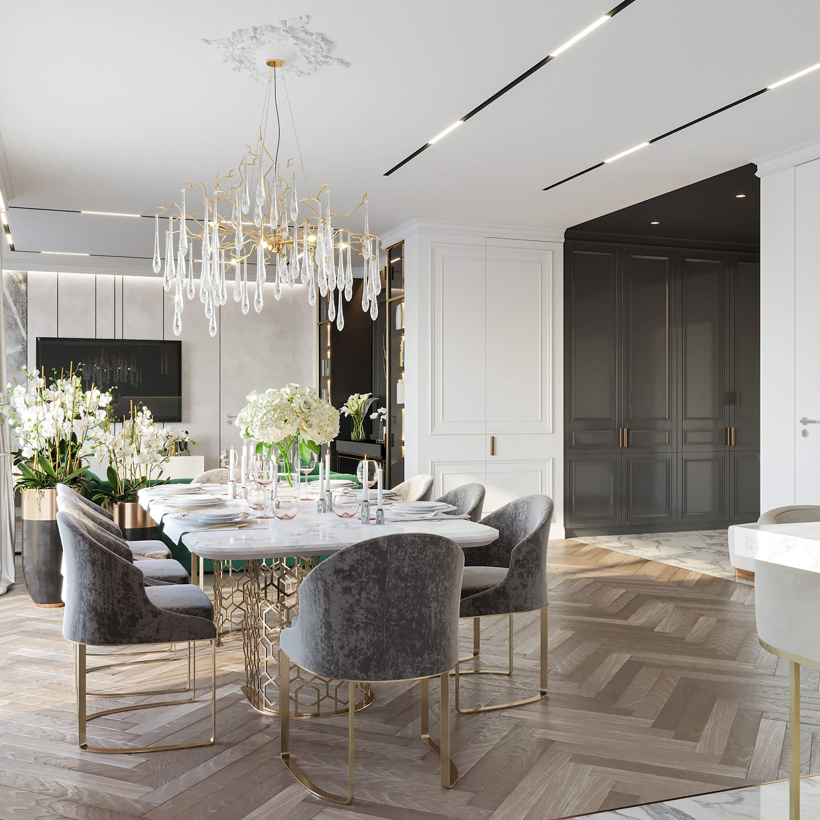 Романтичная кухня-гостиная