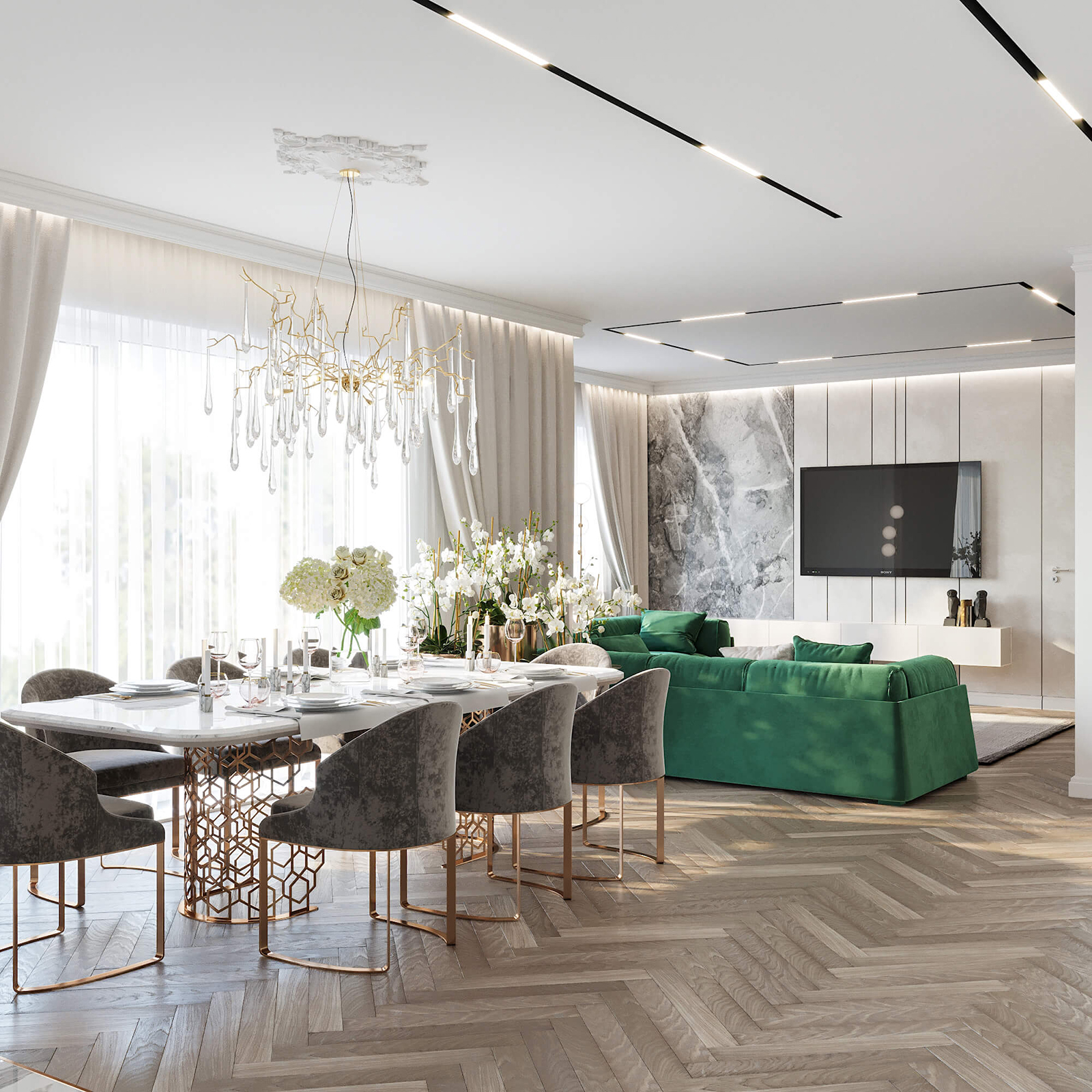 Романтичная кухня-гостиная